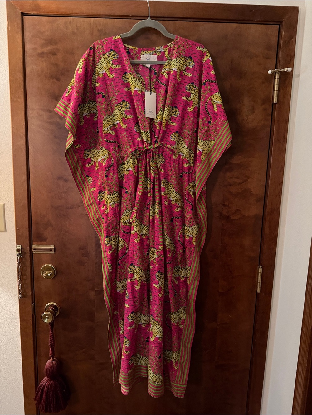 Printfresh Hot Pink & Yellow Leopard-Print Maxi Kaftan